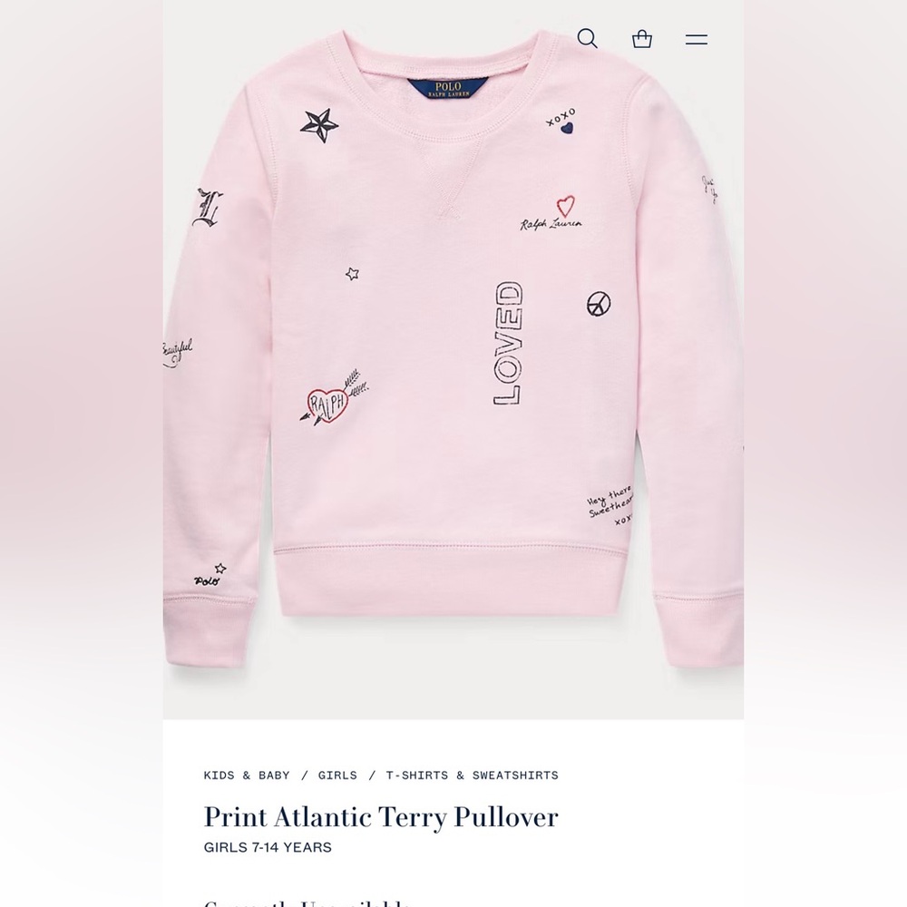 Polo by Ralph Lauren Kids' Light Pink Graphic Pullover